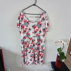 Bobbie Brooks Red and Black Floral Midi Dress